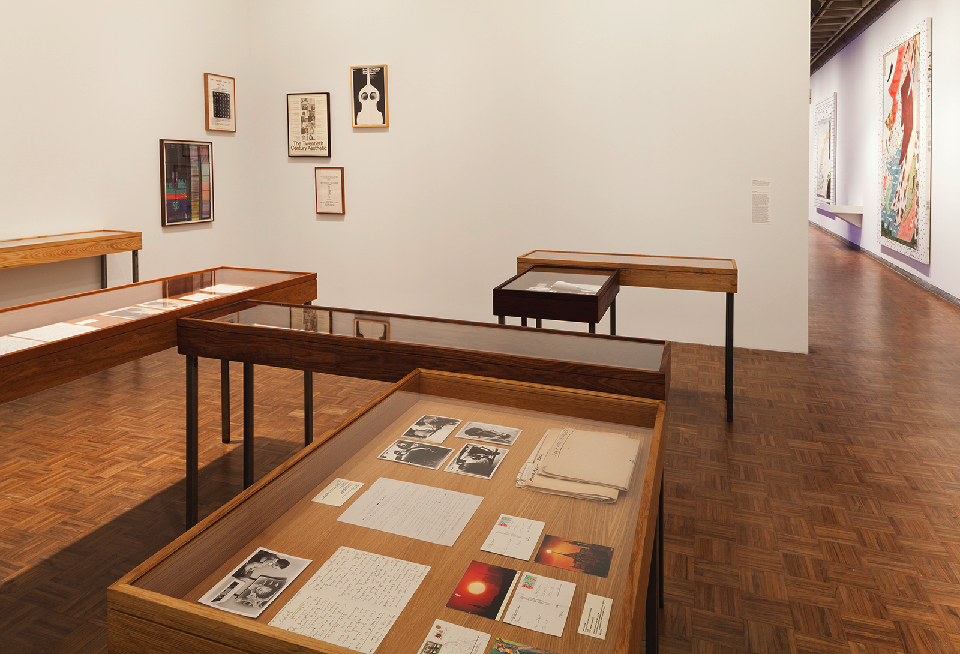 photograph by Sheldan C. Collins of Installation view The Gregory Battcock Archive, 2009-14 by Joseph Grigley and Rebecca Morris
Installation view Whitney Biennial 2014 ( March 7 – May 25, 2014), 2nd floor.
Whitney Museum of American Art, New York. Archival materials inside of wood cases.